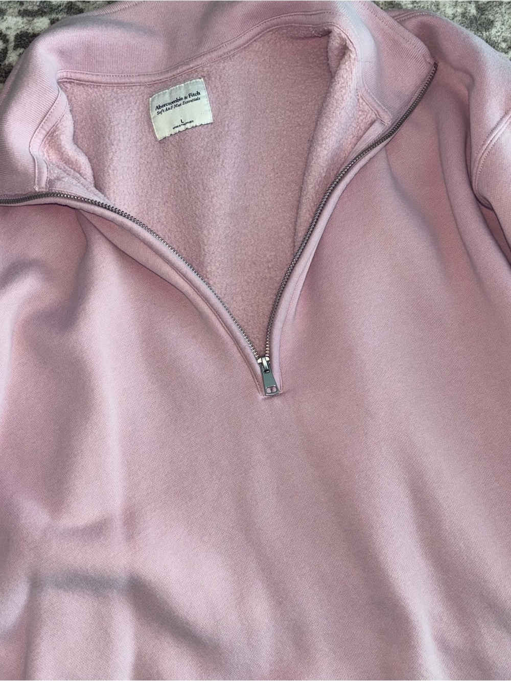 Abercrombie and Fitch Light Pink Quarter‑Zip Pullover - Picture 2 of 2